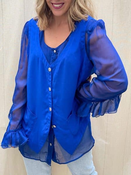 BLUSA VOLANTES Y GASA