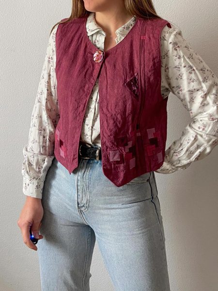 chaleco rosa maxi boton