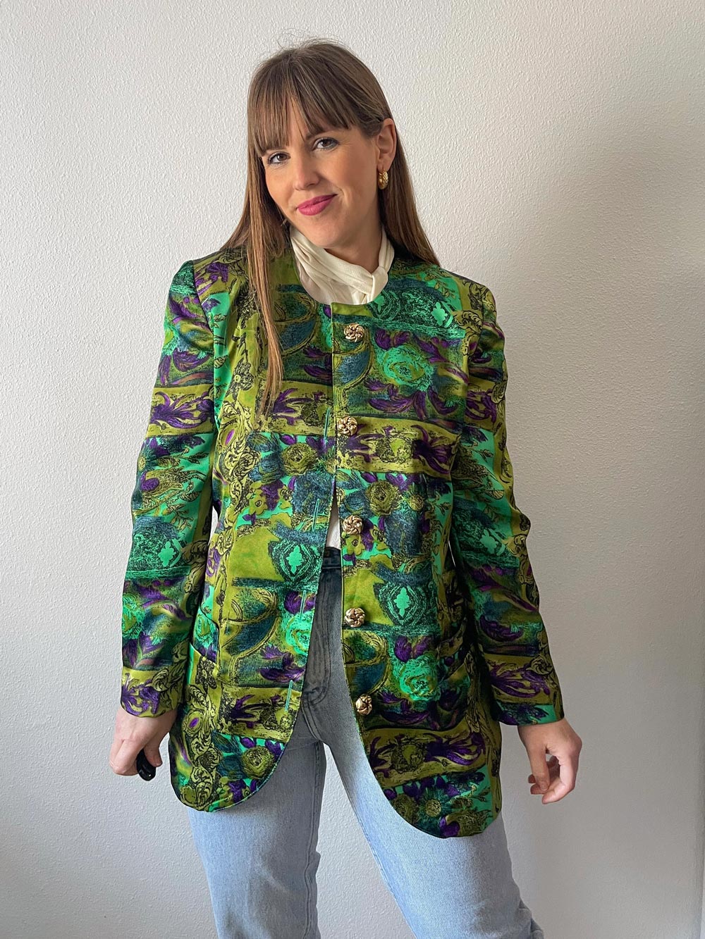 Imagen de Chaqueta vintage color lima satinada 1