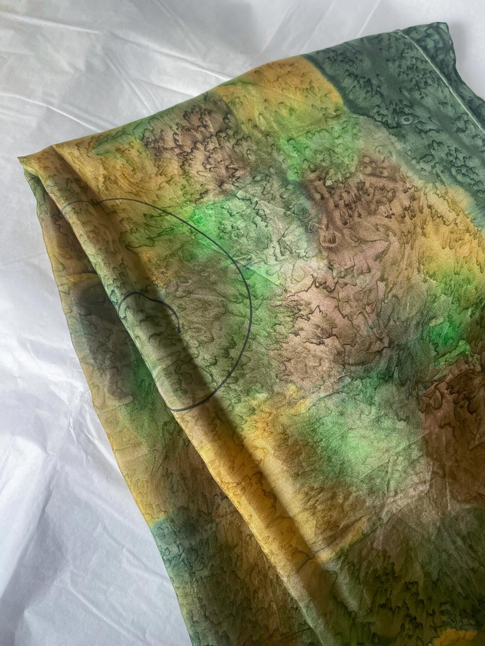 Imagen de Tejido panuelo seda pintado a mano