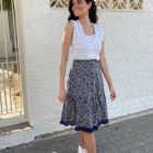 Imagen de Falda estampada flores tira calada