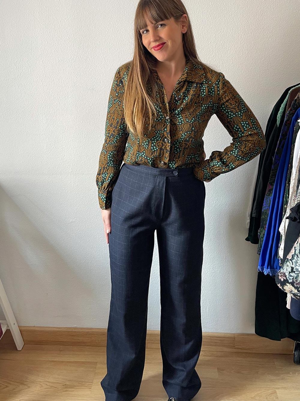 Imagen de Detalles pantalon cuadros vintage (1)