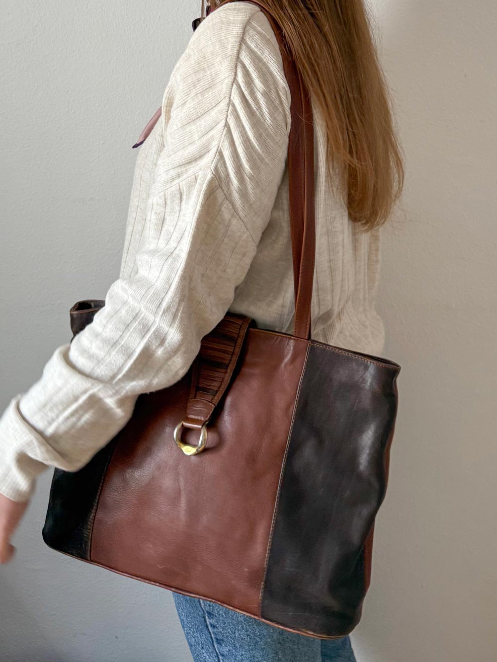 Bolso de piel bicolor