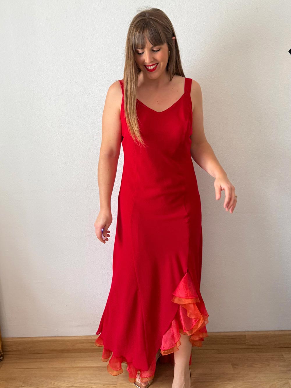 Vestido largo volantes