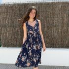 Imagen de Vestido flores salmon plisado
