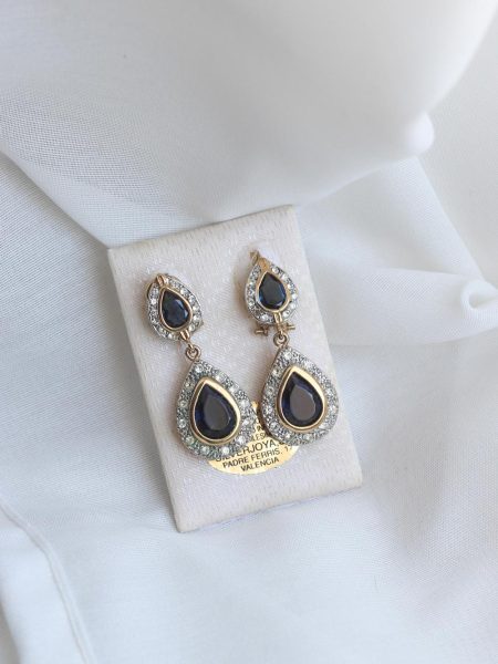 Pendientes chapados piedra azul