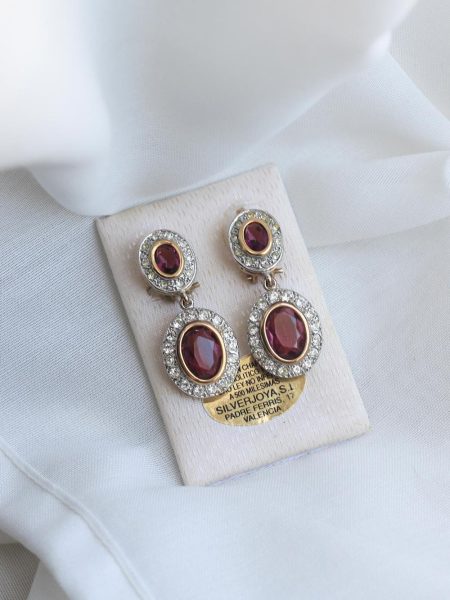Pendientes chapados piedra morada