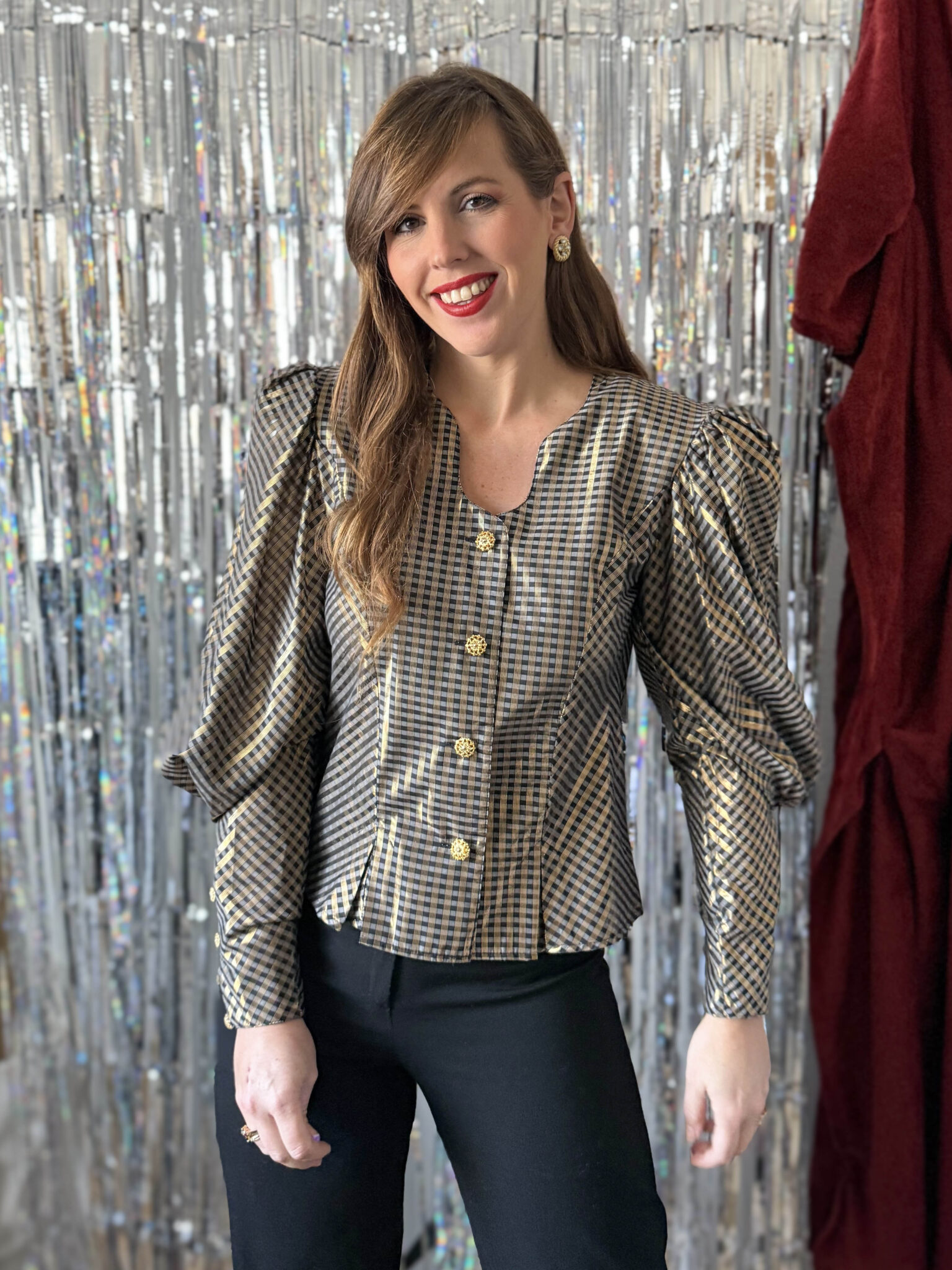 Imagen de Blusa cuadros metalizada (3)