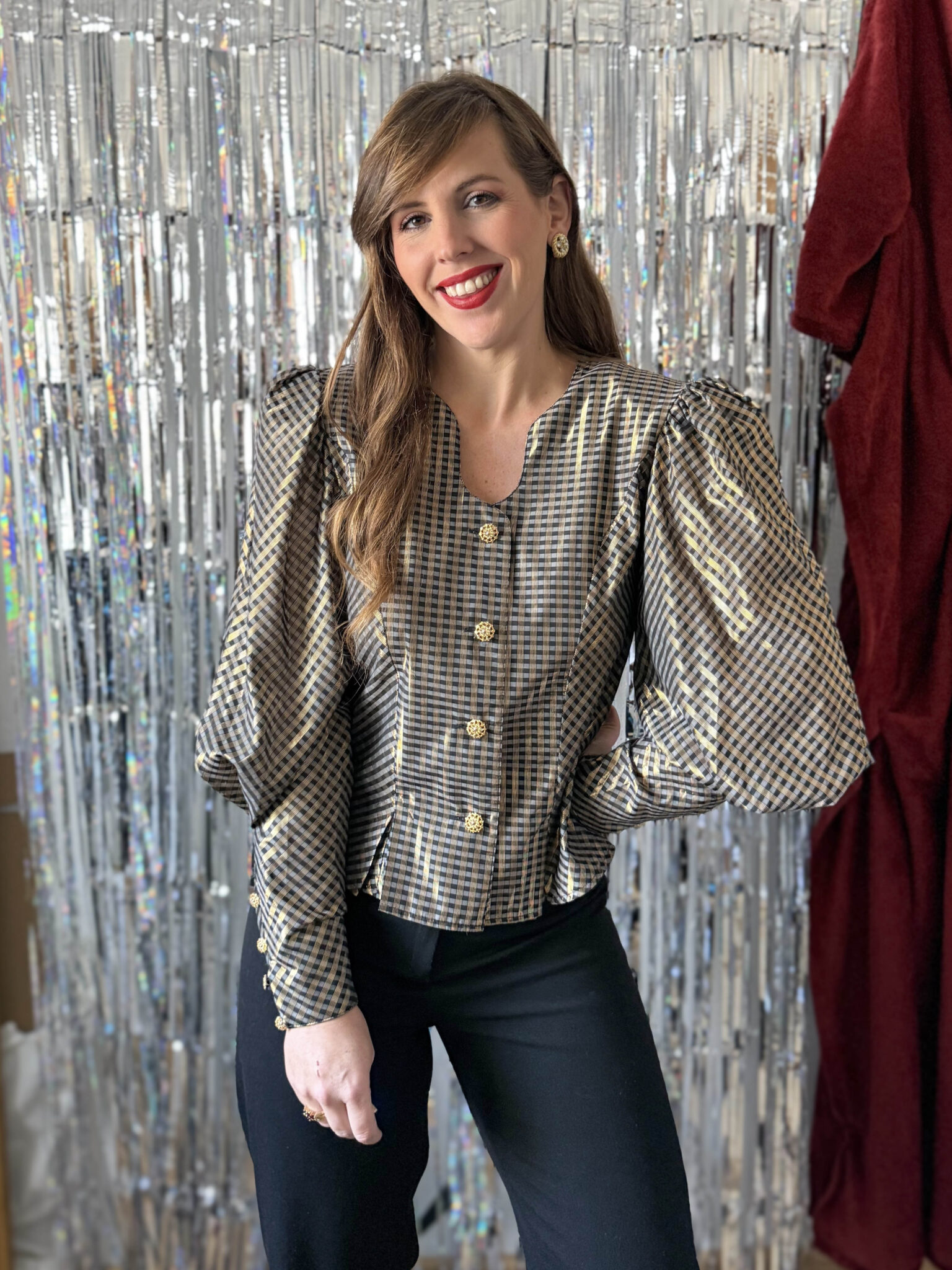 Imagen de Blusa cuadros metalizada (4)