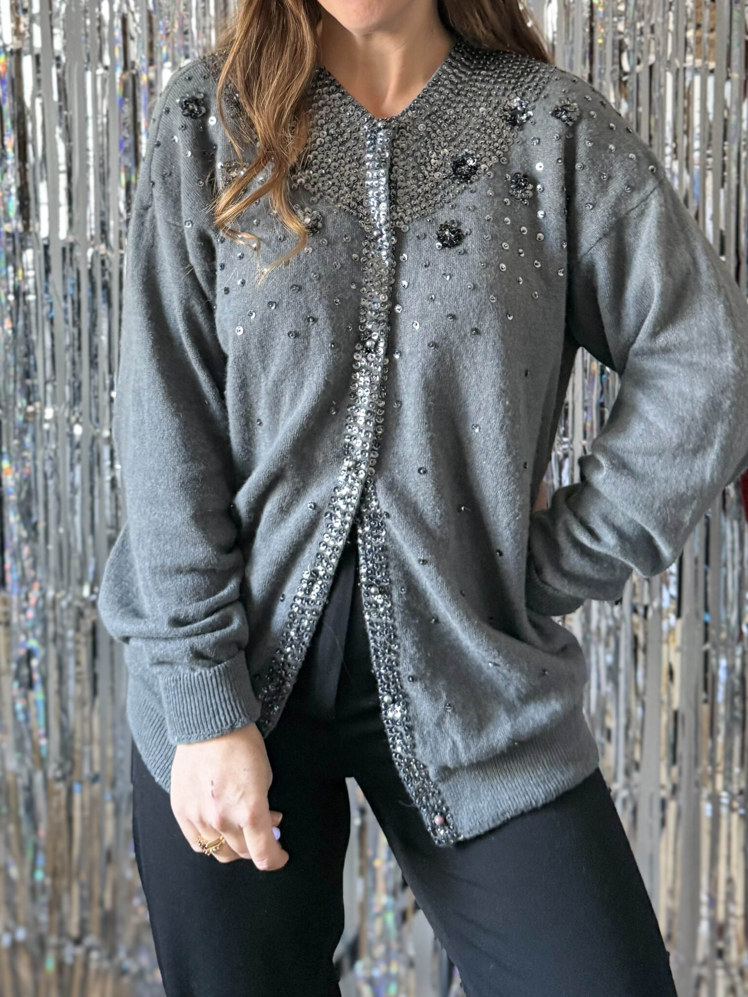 Cardigan bordado lentejuelas (2) Imagen de Cardigan bordado lentejuelas (2)