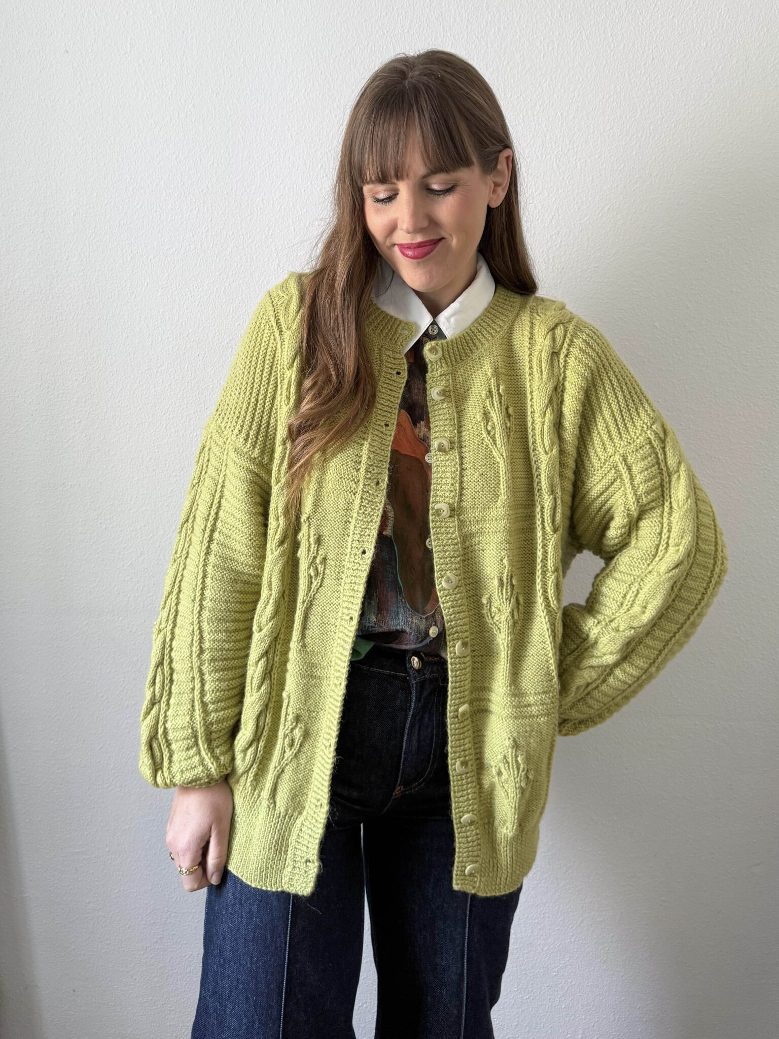 Imagen de Cardigan trenzado lima (3)