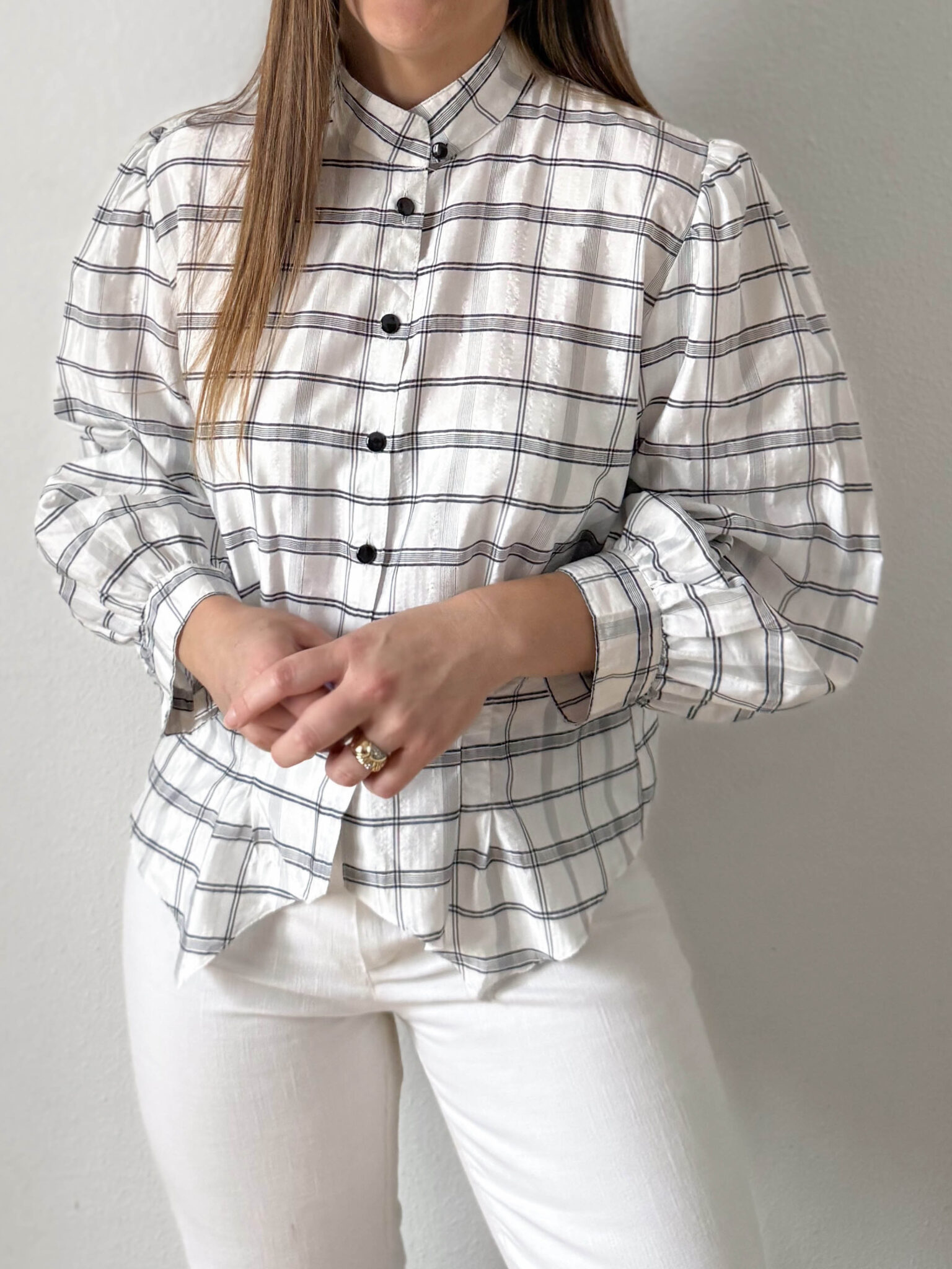 Imagen de Blusa cuello mao con cuadros (2)