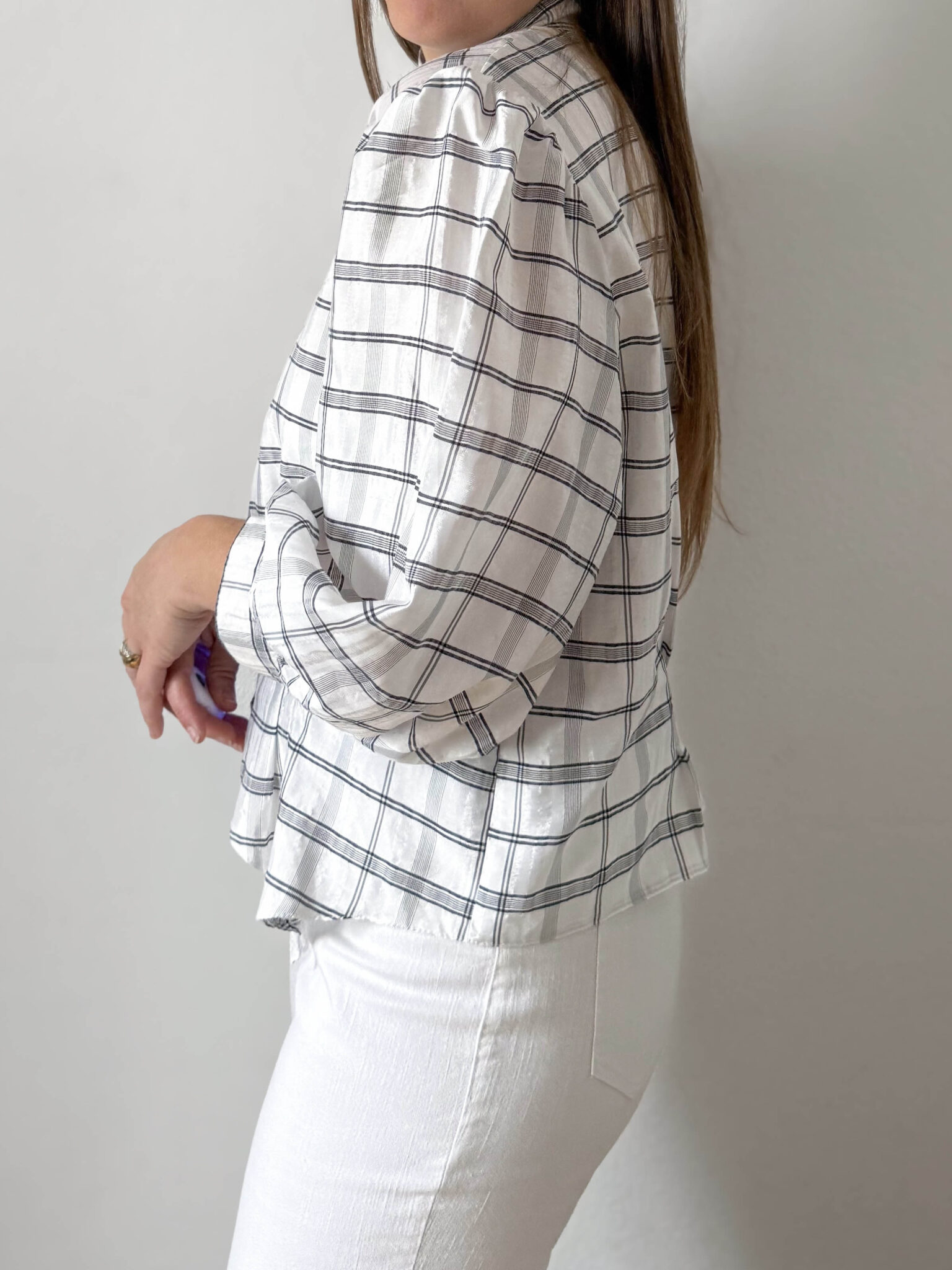 Imagen de Blusa cuello mao con cuadros (4)