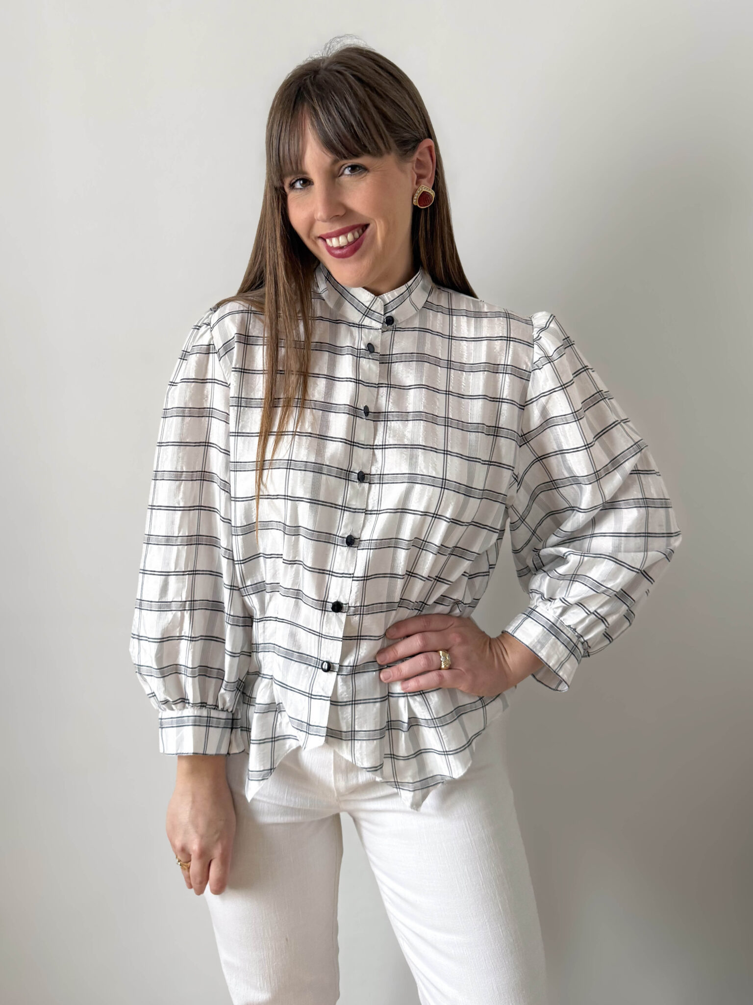 Imagen de Blusa cuello mao con cuadros (7)