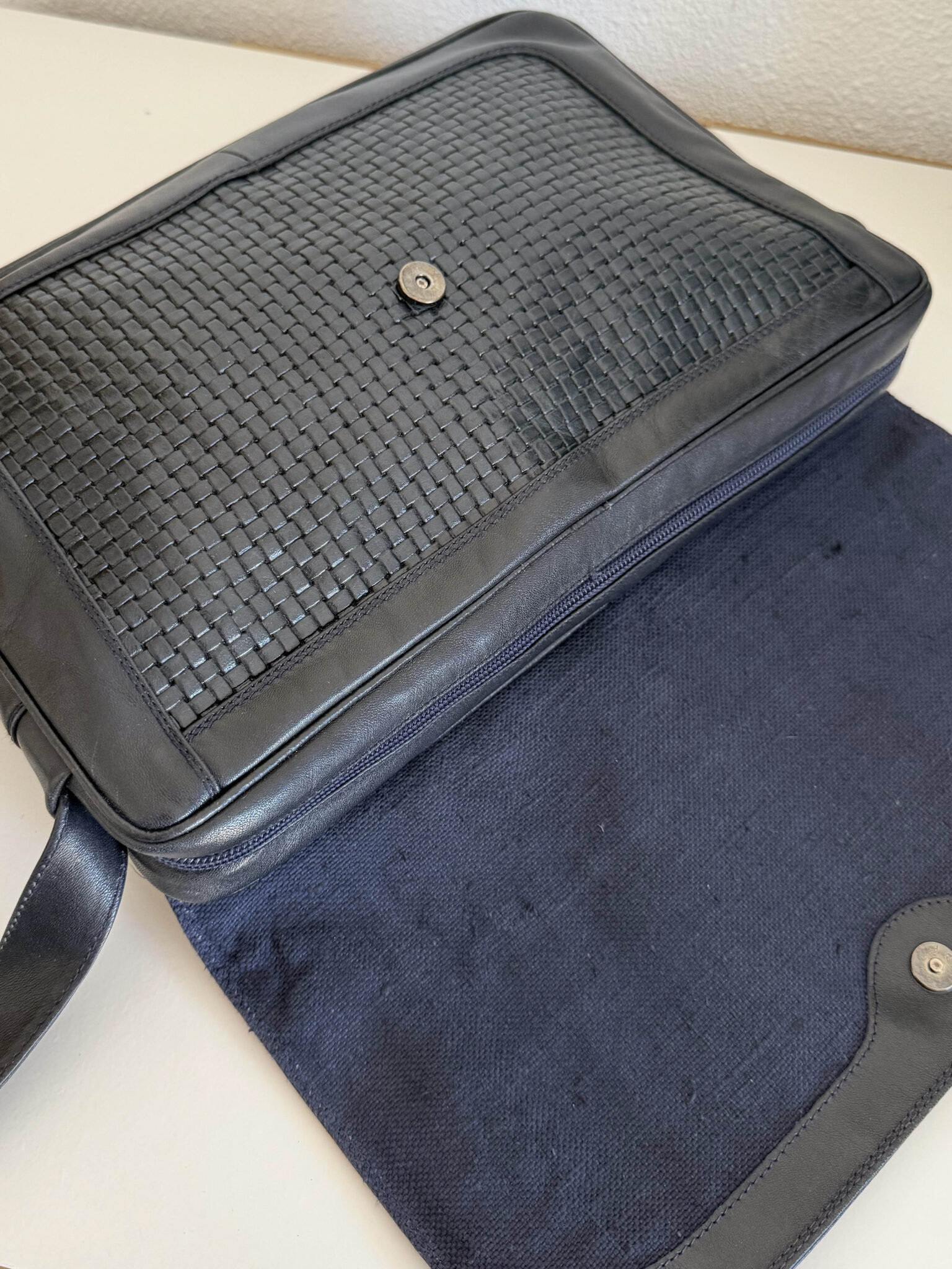 Imagen de Bolso italiano piel azul (5)