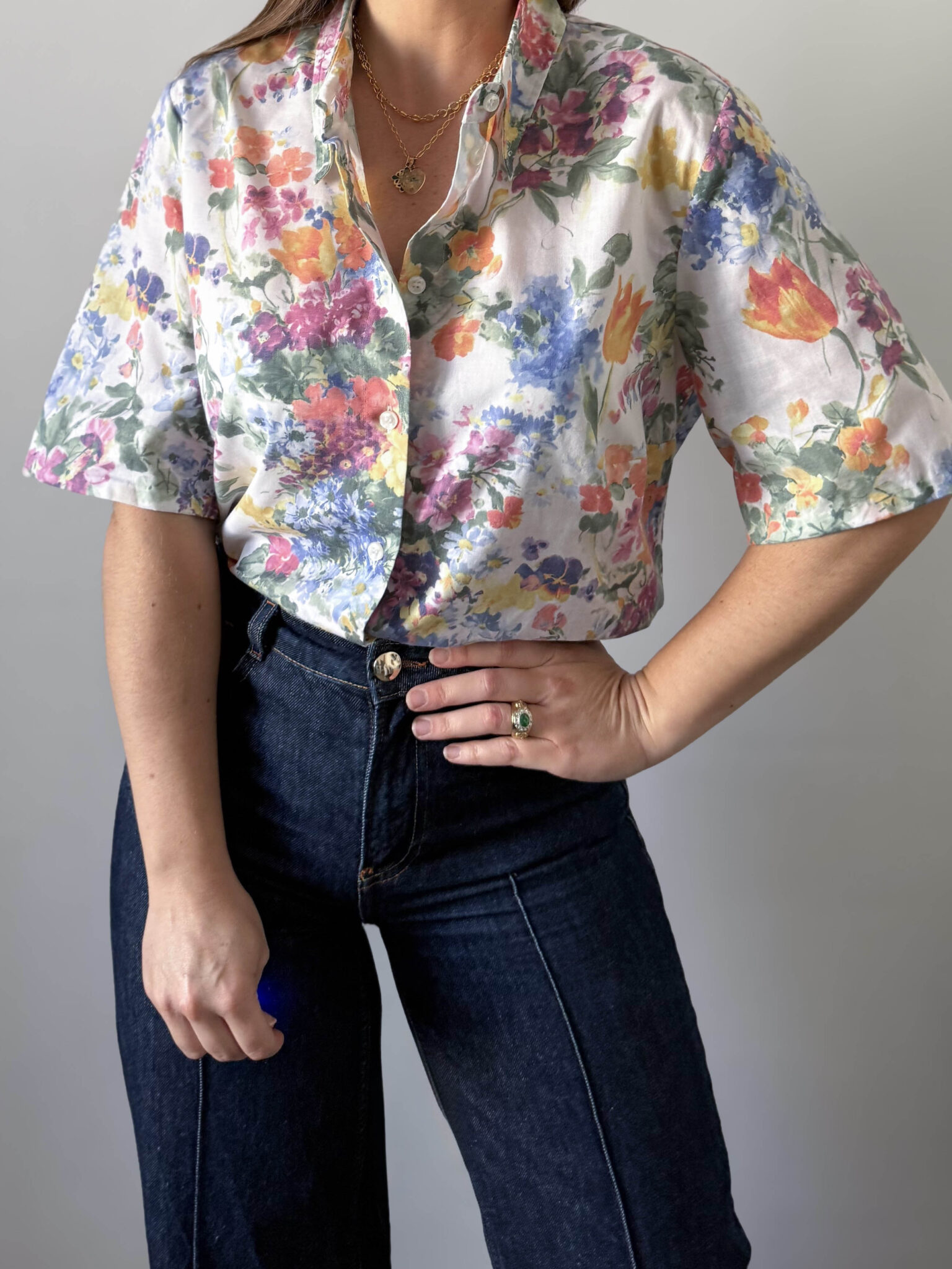 Camisa flores multicolor (9) Imagen de Camisa flores multicolor (9)