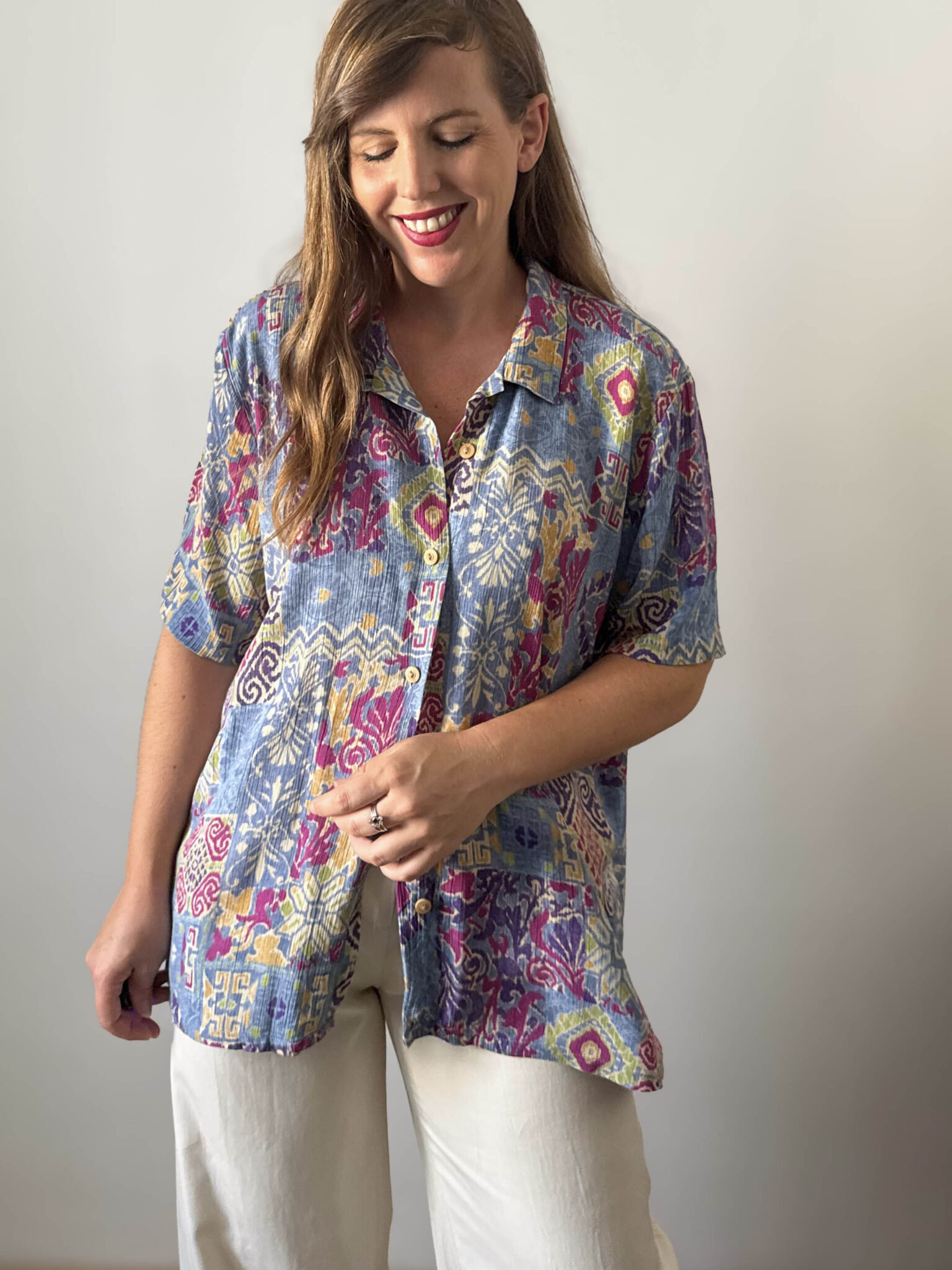 Imagen de Camisa estampada tejido plisado (2)