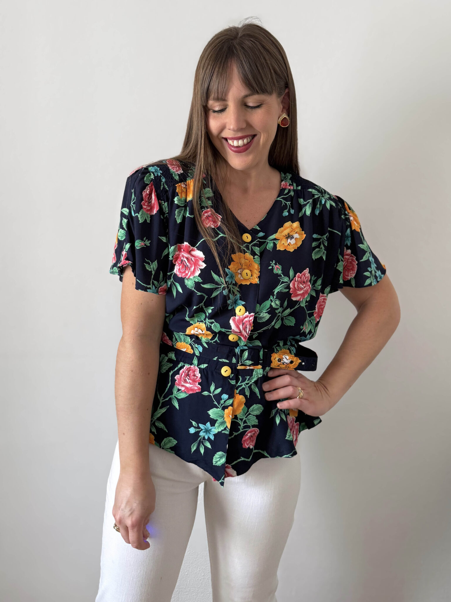 Imagen de Blusa floral con cinturon (2)