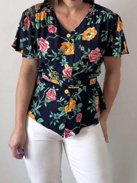 Imagen de Blusa floral con cinturon (5)