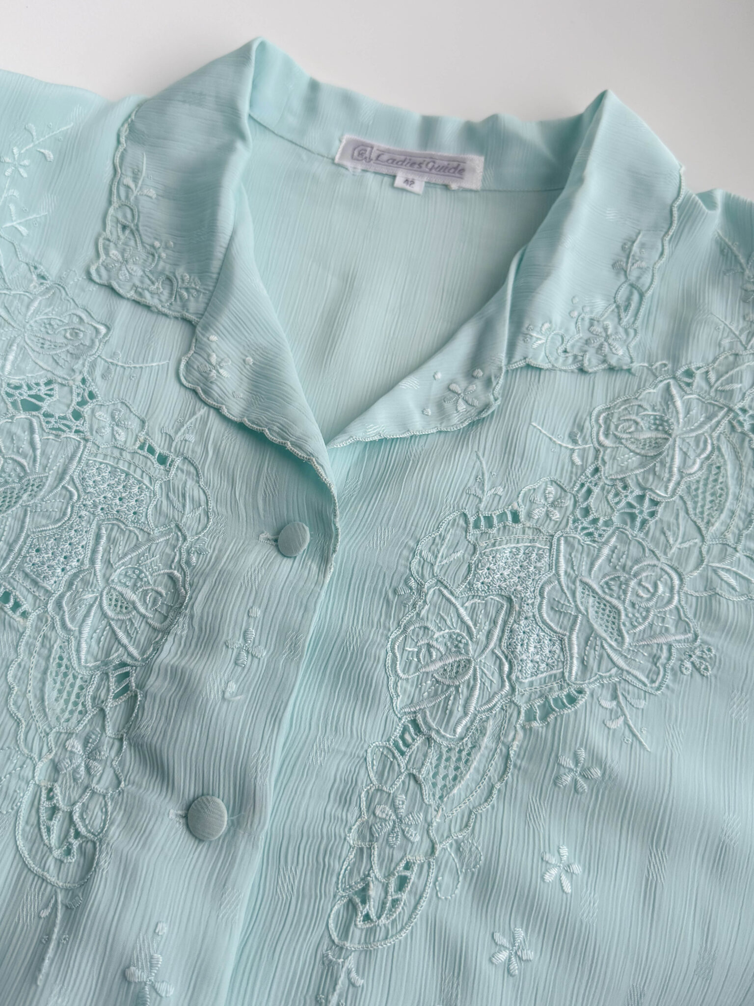 Imagen de Blusa celeste bordada a mano (1)