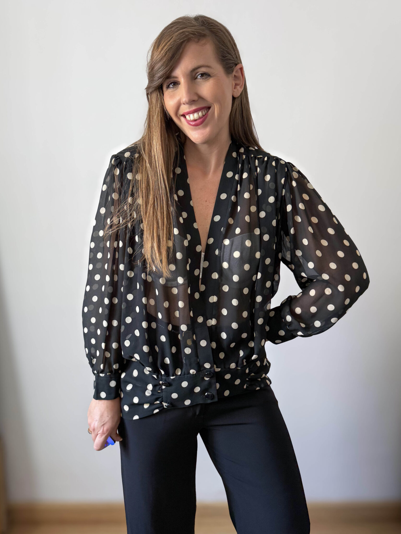 Imagen de Blusa con estampado lunares años70 (1)